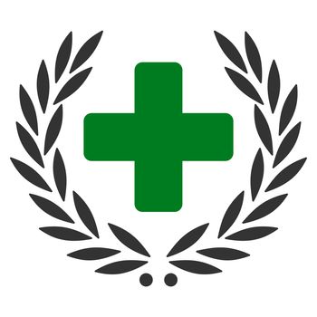 Medical Glory raster icon. Style is bicolor flat symbol, green and gray colors, rounded angles, white background.