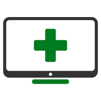 Medical Monitor raster icon. Style is bicolor flat symbol, green and gray colors, rounded angles, white background.