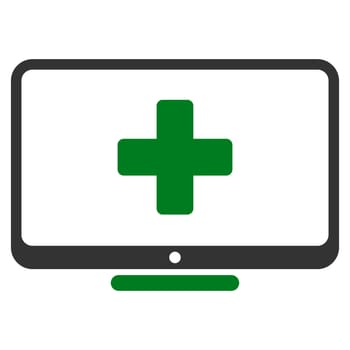 Medical Monitor raster icon. Style is bicolor flat symbol, green and gray colors, rounded angles, white background.