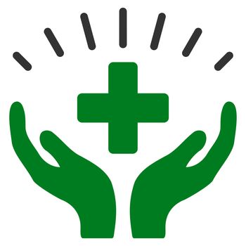 Medical Prosperity raster icon. Style is bicolor flat symbol, green and gray colors, rounded angles, white background.