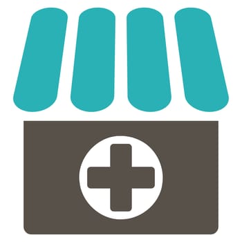 Apothecary raster icon. Style is bicolor flat symbol, grey and cyan colors, rounded angles, white background.