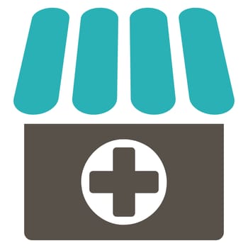 Apothecary raster icon. Style is bicolor flat symbol, grey and cyan colors, rounded angles, white background.