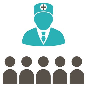 Doctor Class raster icon. Style is bicolor flat symbol, grey and cyan colors, rounded angles, white background.