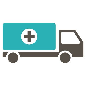 Drugs Shipment raster icon. Style is bicolor flat symbol, grey and cyan colors, rounded angles, white background.