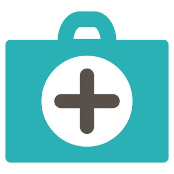 First Aid raster icon. Style is bicolor flat symbol, grey and cyan colors, rounded angles, white background.