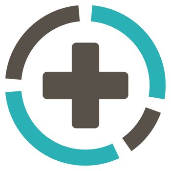 Health Care Diagram raster icon. Style is bicolor flat symbol, grey and cyan colors, rounded angles, white background.