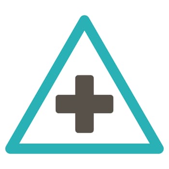 Health Warning raster icon. Style is bicolor flat symbol, grey and cyan colors, rounded angles, white background.