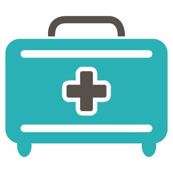 Medical Baggage raster icon. Style is bicolor flat symbol, grey and cyan colors, rounded angles, white background.