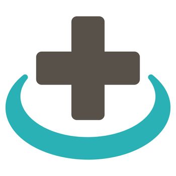 Medical Community raster icon. Style is bicolor flat symbol, grey and cyan colors, rounded angles, white background.