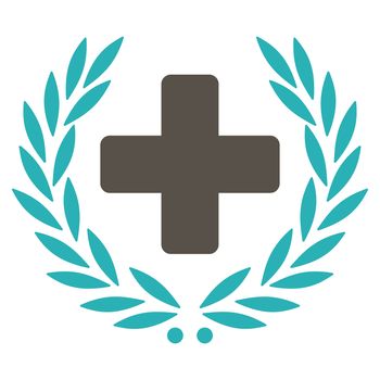 Medical Glory raster icon. Style is bicolor flat symbol, grey and cyan colors, rounded angles, white background.