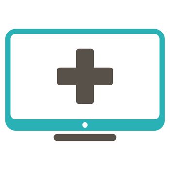 Medical Monitor raster icon. Style is bicolor flat symbol, grey and cyan colors, rounded angles, white background.