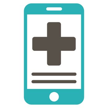 Online Medical Data raster icon. Style is bicolor flat symbol, grey and cyan colors, rounded angles, white background.