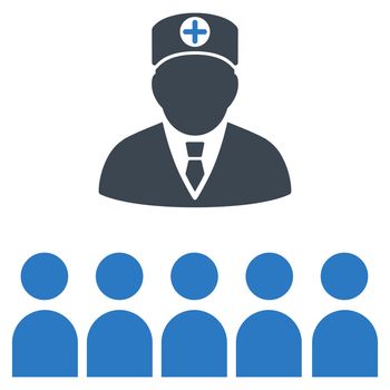 Doctor Class raster icon. Style is bicolor flat symbol, smooth blue colors, rounded angles, white background.