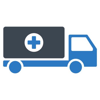Drugs Shipment raster icon. Style is bicolor flat symbol, smooth blue colors, rounded angles, white background.