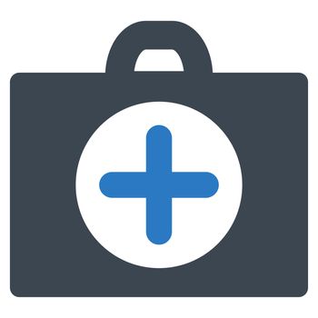 First Aid raster icon. Style is bicolor flat symbol, smooth blue colors, rounded angles, white background.