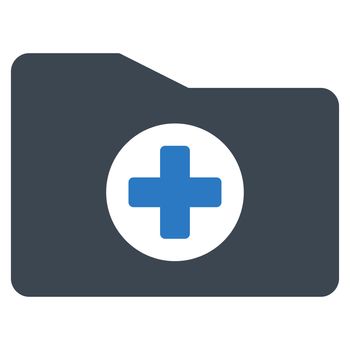 Medical Folder raster icon. Style is bicolor flat symbol, smooth blue colors, rounded angles, white background.