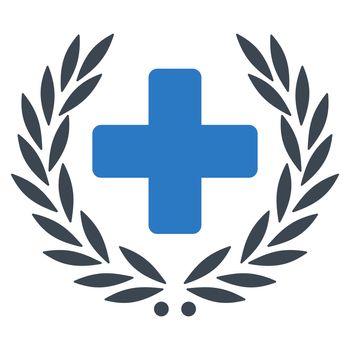 Medical Glory raster icon. Style is bicolor flat symbol, smooth blue colors, rounded angles, white background.