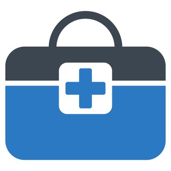 Medical Kit raster icon. Style is bicolor flat symbol, smooth blue colors, rounded angles, white background.