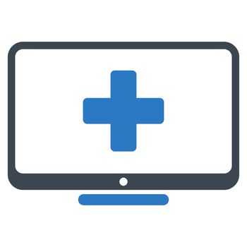 Medical Monitor raster icon. Style is bicolor flat symbol, smooth blue colors, rounded angles, white background.