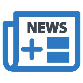 Medical Newspaper raster icon. Style is bicolor flat symbol, smooth blue colors, rounded angles, white background.