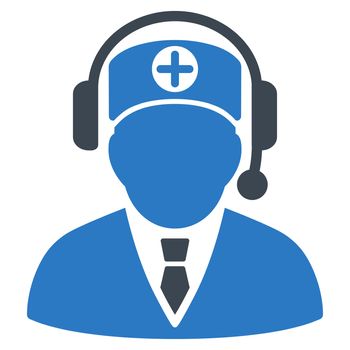 Medical Operator raster icon. Style is bicolor flat symbol, smooth blue colors, rounded angles, white background.