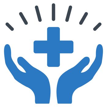 Medical Prosperity raster icon. Style is bicolor flat symbol, smooth blue colors, rounded angles, white background.