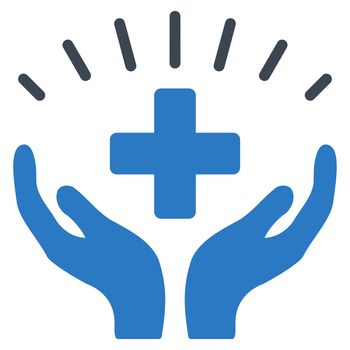 Medical Prosperity raster icon. Style is bicolor flat symbol, smooth blue colors, rounded angles, white background.