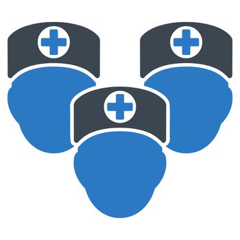 Medical Staff raster icon. Style is bicolor flat symbol, smooth blue colors, rounded angles, white background.