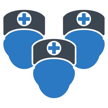 Medical Staff raster icon. Style is bicolor flat symbol, smooth blue colors, rounded angles, white background.