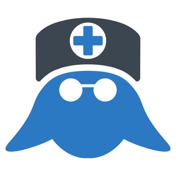 Nurse Head raster icon. Style is bicolor flat symbol, smooth blue colors, rounded angles, white background.