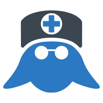 Nurse Head raster icon. Style is bicolor flat symbol, smooth blue colors, rounded angles, white background.