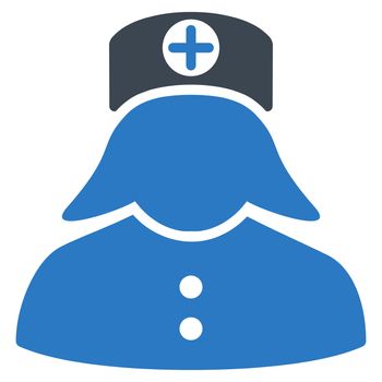 Nurse raster icon. Style is bicolor flat symbol, smooth blue colors, rounded angles, white background.