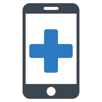 Online Help raster icon. Style is bicolor flat symbol, smooth blue colors, rounded angles, white background.