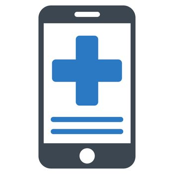 Online Medical Data raster icon. Style is bicolor flat symbol, smooth blue colors, rounded angles, white background.
