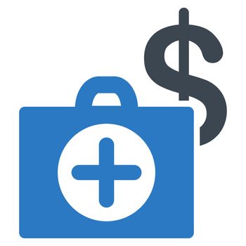 Payment Healthcare raster icon. Style is bicolor flat symbol, smooth blue colors, rounded angles, white background.