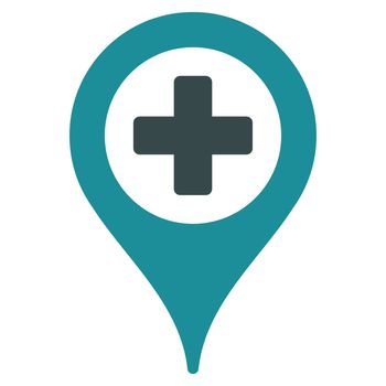 Clinic Pointer raster icon. Style is bicolor flat symbol, soft blue colors, rounded angles, white background.