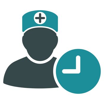 Doctor Schedule raster icon. Style is bicolor flat symbol, soft blue colors, rounded angles, white background.