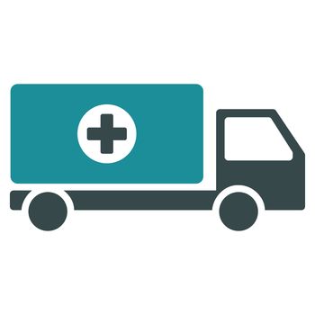 Drugs Shipment raster icon. Style is bicolor flat symbol, soft blue colors, rounded angles, white background.