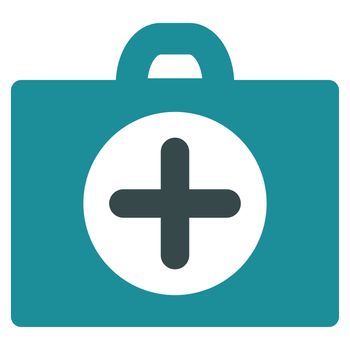 First Aid raster icon. Style is bicolor flat symbol, soft blue colors, rounded angles, white background.