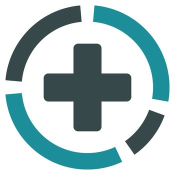 Health Care Diagram raster icon. Style is bicolor flat symbol, soft blue colors, rounded angles, white background.