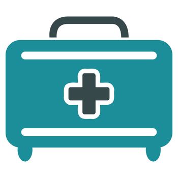 Medical Baggage raster icon. Style is bicolor flat symbol, soft blue colors, rounded angles, white background.