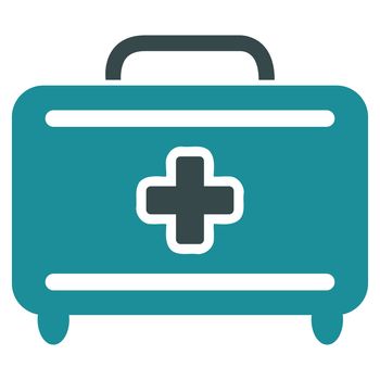 Medical Baggage raster icon. Style is bicolor flat symbol, soft blue colors, rounded angles, white background.