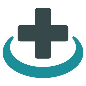 Medical Community raster icon. Style is bicolor flat symbol, soft blue colors, rounded angles, white background.