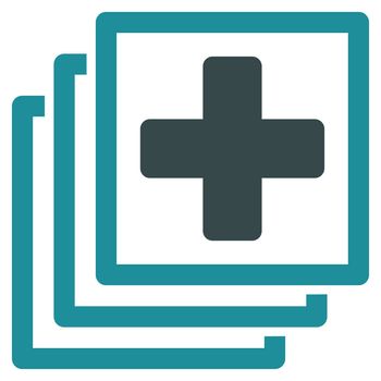 Medical Docs raster icon. Style is bicolor flat symbol, soft blue colors, rounded angles, white background.