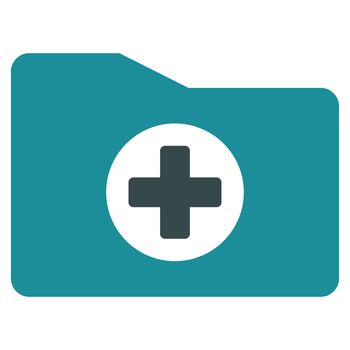 Medical Folder raster icon. Style is bicolor flat symbol, soft blue colors, rounded angles, white background.