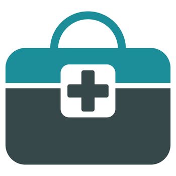 Medical Kit raster icon. Style is bicolor flat symbol, soft blue colors, rounded angles, white background.