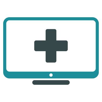 Medical Monitor raster icon. Style is bicolor flat symbol, soft blue colors, rounded angles, white background.