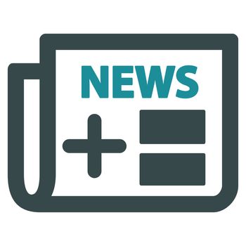 Medical Newspaper raster icon. Style is bicolor flat symbol, soft blue colors, rounded angles, white background.