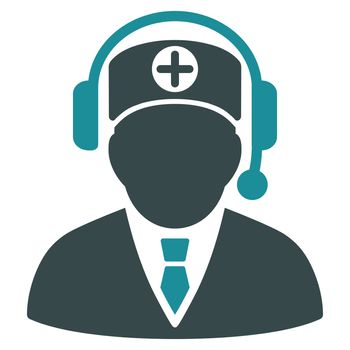 Medical Operator raster icon. Style is bicolor flat symbol, soft blue colors, rounded angles, white background.