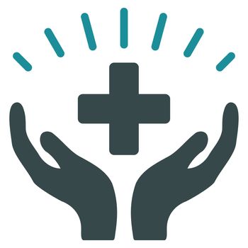 Medical Prosperity raster icon. Style is bicolor flat symbol, soft blue colors, rounded angles, white background.